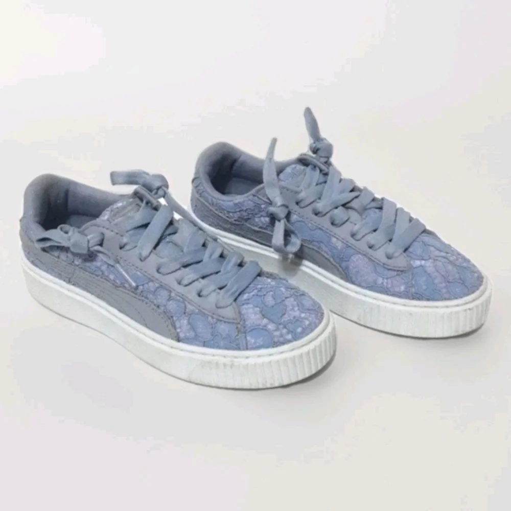Puma Basket Platform Fo Icelandic Blue Low Top Sneakers US 6.5 Trendy Streetwear